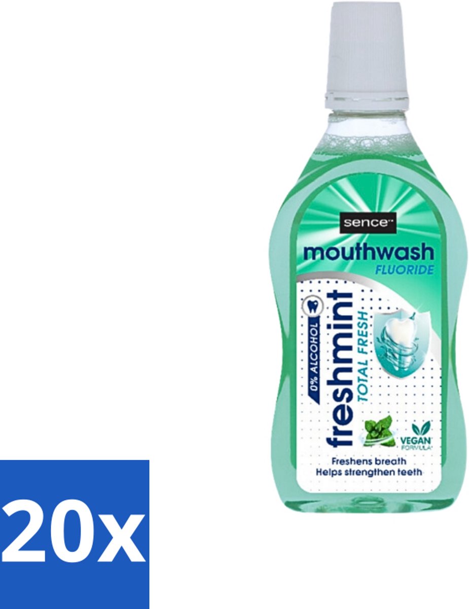 Sence - Fresh Freshmint - Mondwater - Fris & Muntig - 500 ml - Bulkverpakking - 20 stuks