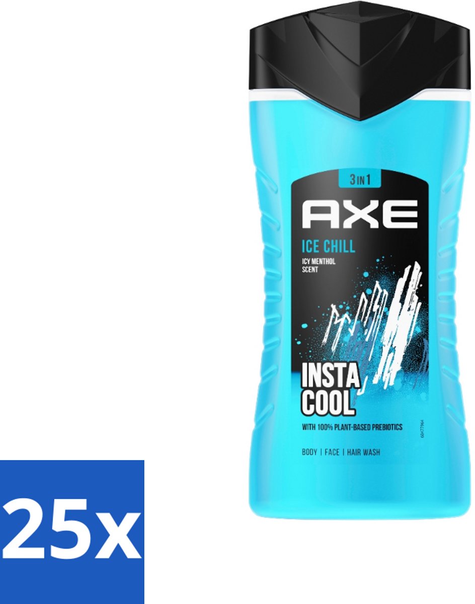 Axe - 3-in-1 Douchegel - Ice Chill - Icy Menthol - Insta Cool - 100% Plantaardig - 150 ml - Bulkverpakking - 25 stuks