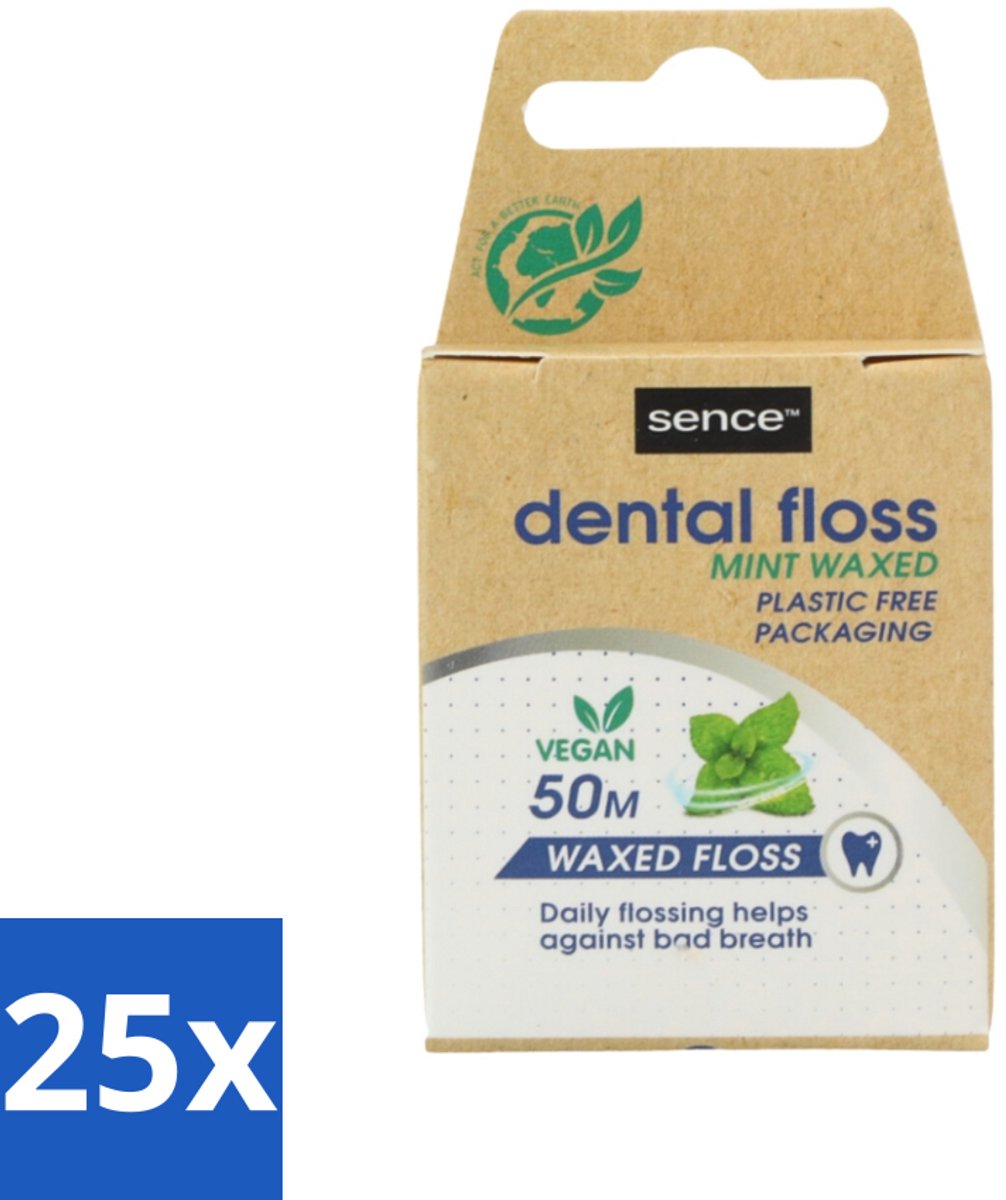 25 x Sence - Fresh Mint - Flosdraad - Verfrissend - 50 meter - Flosdraad - Mondhygiëne - Tanden Reinigen - Tandplak Verwijderen - Frisse Mond