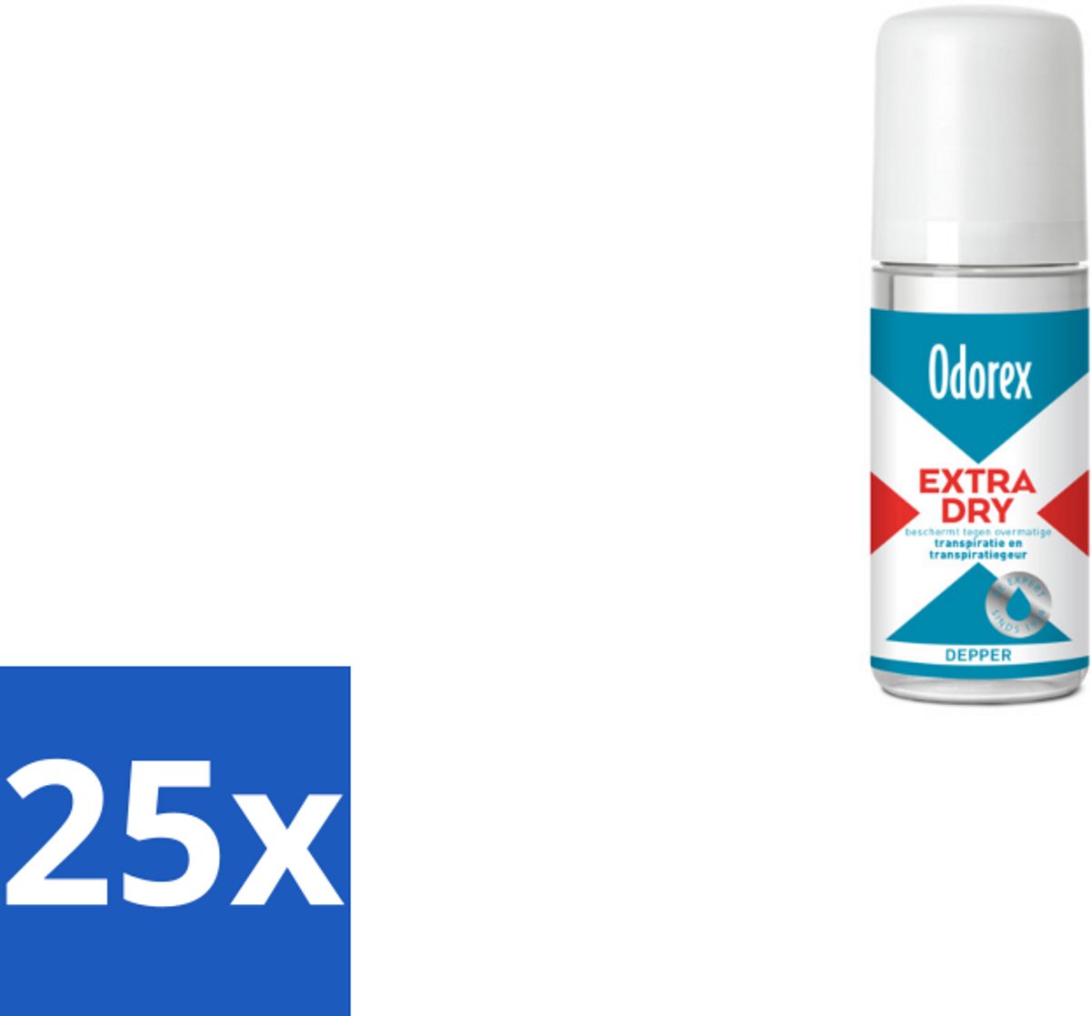 25 x Odorex Depper - Deodorant Roller - Extra Dry - Krachtige Bescherming - 50 ml - Extra Dry - Overmatig Zweten - Droge Oksels - Deodorant Roller - Krachtige Bescherming
