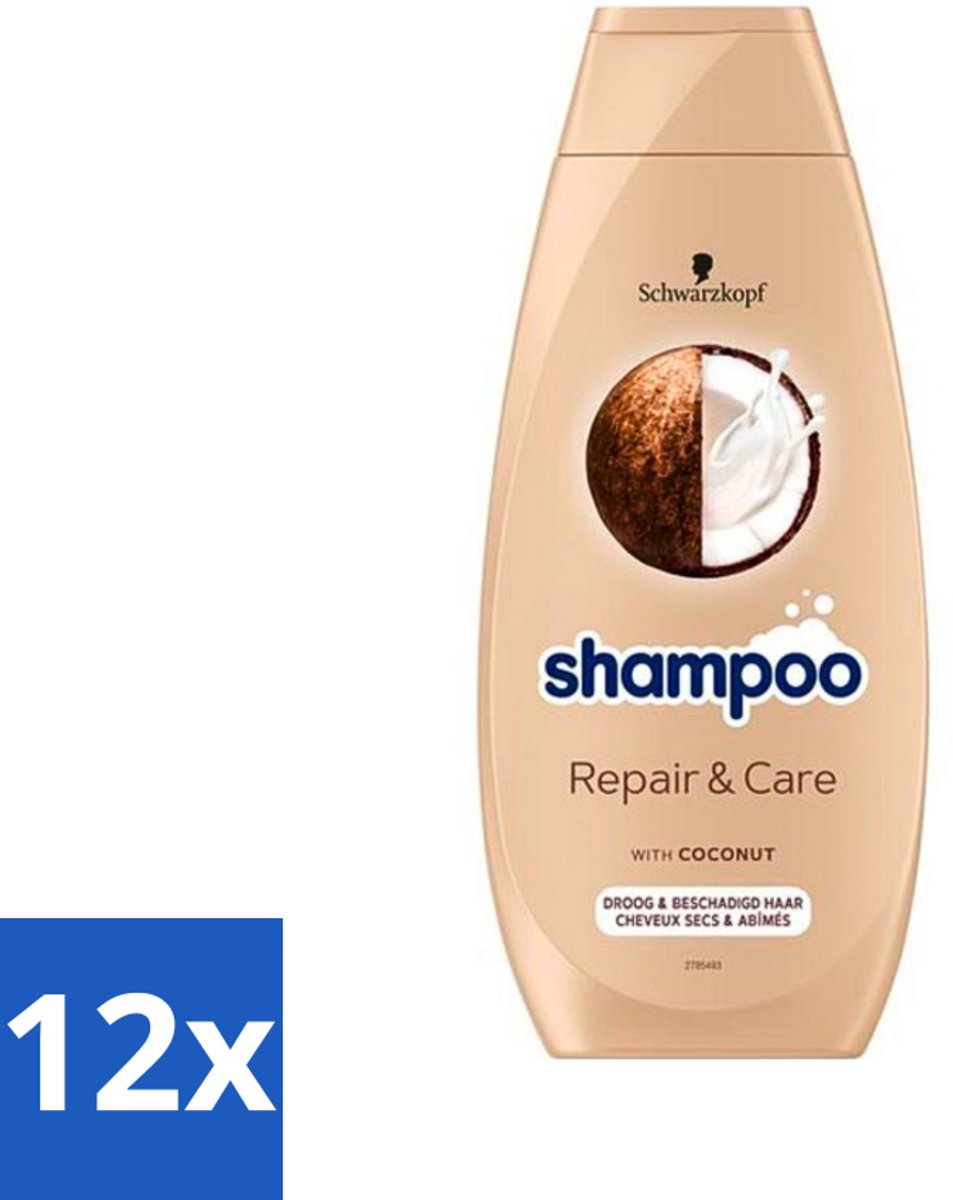 Schwarzkopf - Shampoo Repair & Care - Herstelt Beschadigd Haar - 400 ml - Voordeelverpakking - 12 stuks