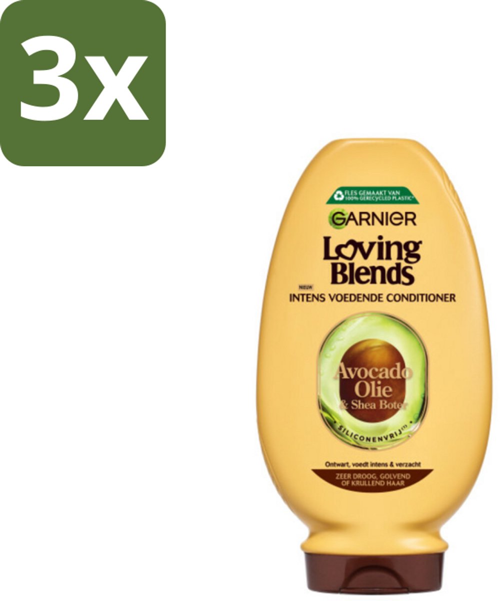 3 x Garnier Loving Blends Avocado Olie en Shea Boter Conditioner 250 ml - Avocado Olie - Shea Boter - Haarverzorging - Droog Haar - Pluizig Haar