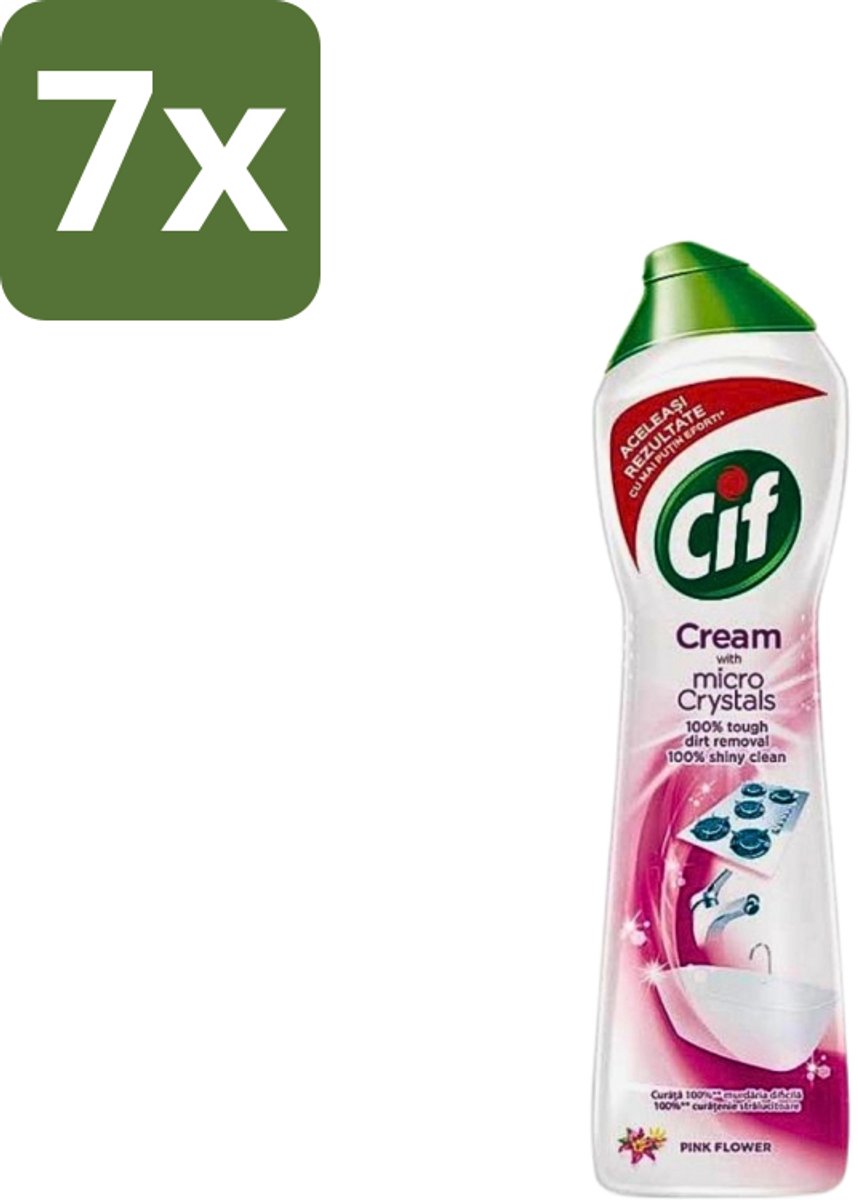 7 x Cif - Badkamer & Keuken - Schuurmiddel - Cream Pink Flower - 500ml - Schuurmiddel Badkamer - Schuurmiddel Keuken - Schuurmiddel - Reinigen - Reinigingsmiddel