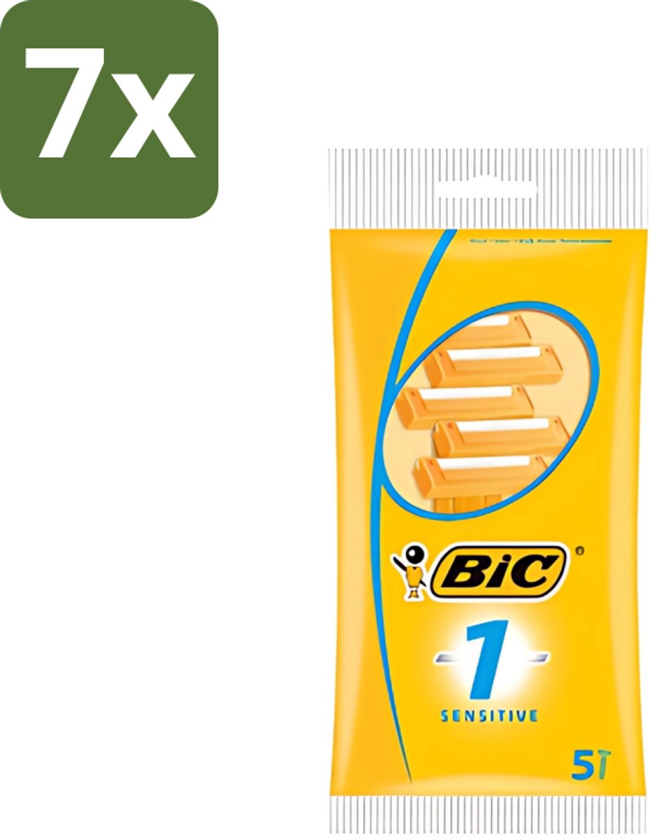 7 x Bic - Scheermesjes - Sensitive - Enkel Mesje - Wegwerpmesjes - 5 Scheermesjes - Scheermesje - Wegwerpscheermesje - Gevoelige Huid - Roestvrij Staal - Polymerische Bekleding