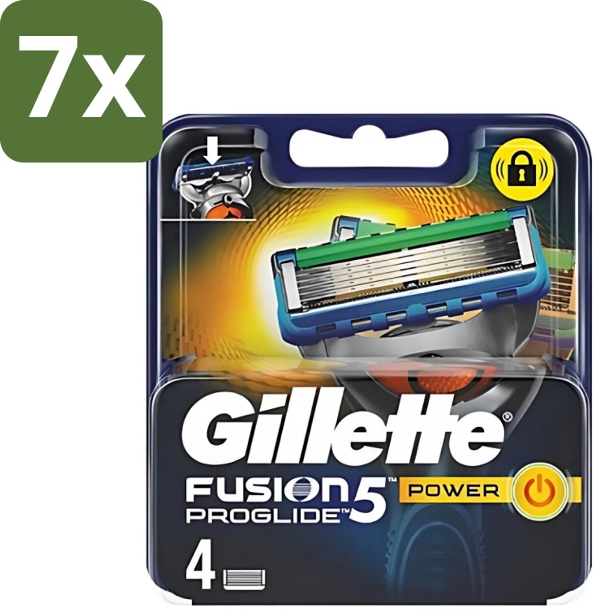 7 x Gillette - Fusion 5 ProGlide Power - Precisie en comfort - 4 Navulscheermesjes - Scheermesjes - Navulscheermesjes - Microcomb - Scherpe Mesjes - Comfortabel Scheren