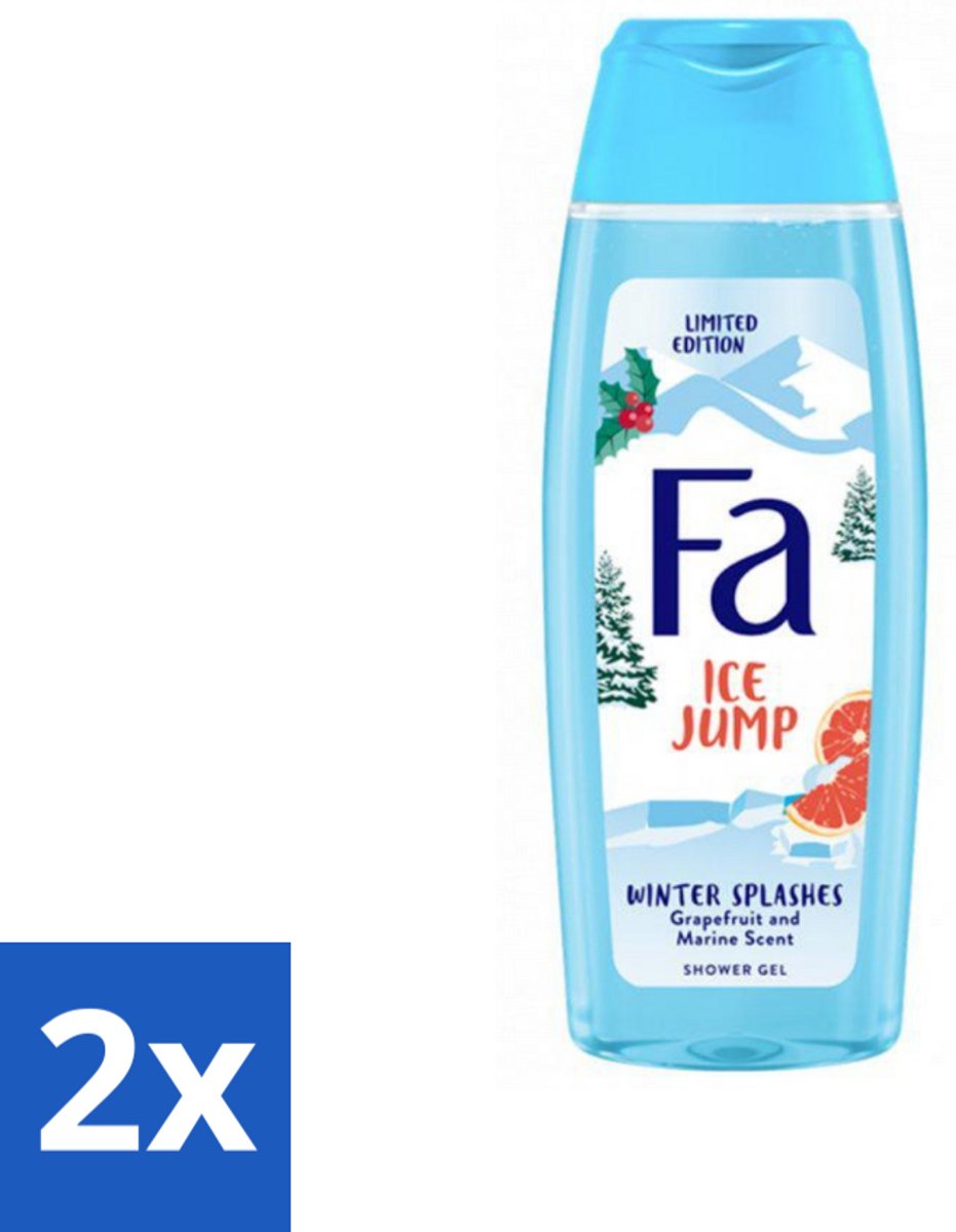 2 x Fa - Douchegel - Winter Splashes Ice Jump - Frisse Geur & Verfrissing - Verzorgend - 250 ml - Douchegel - Zeebries - Grapefruit - Winter - Verfrissend