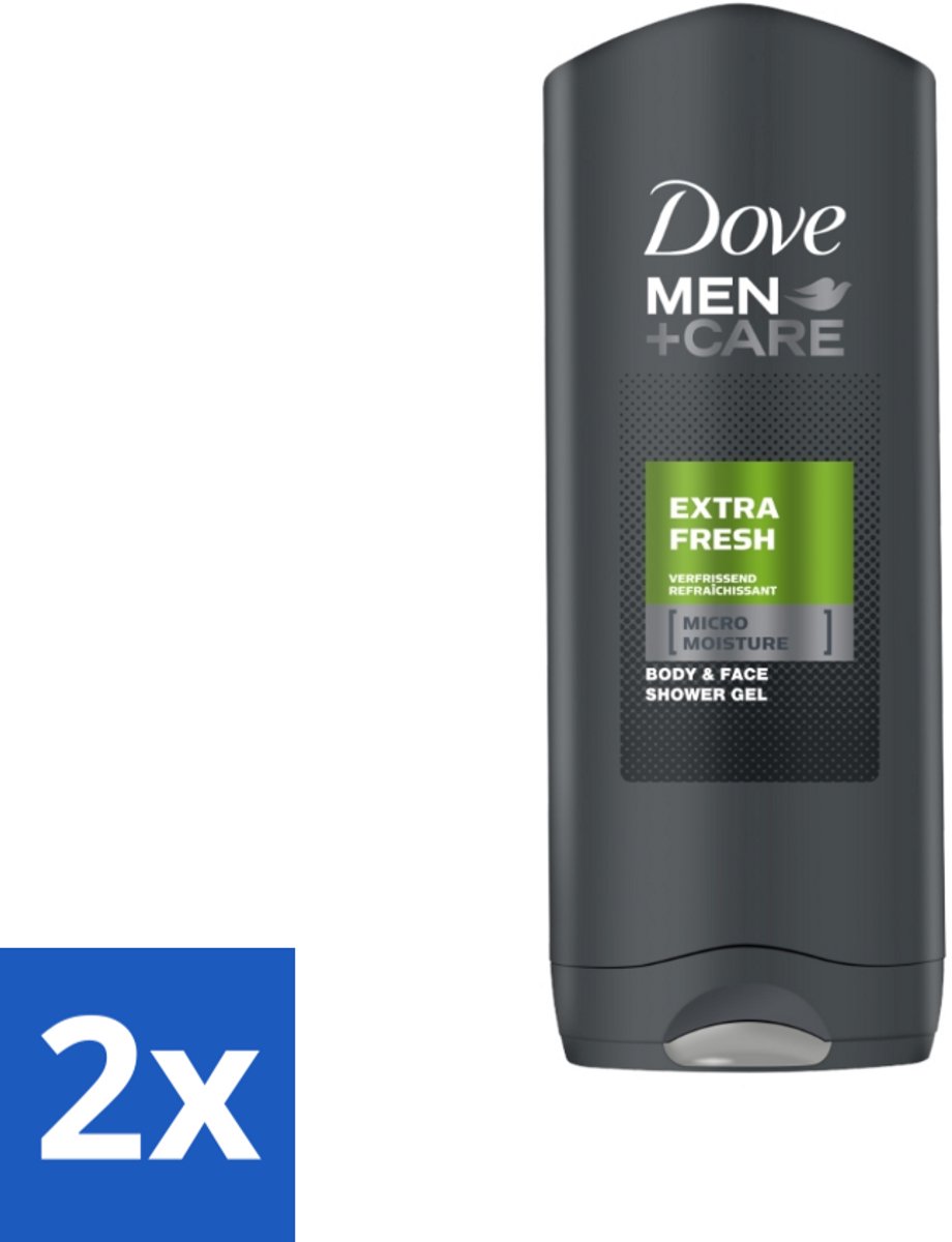 2 x Dove - Douchegel - Men+ Care Extra Fresh - Verfrissend en energiegevend - 250 ml - Douchegel - Huidbeschermend - Gevoelige Huid - Uitdroging - Dermatologisch Getest