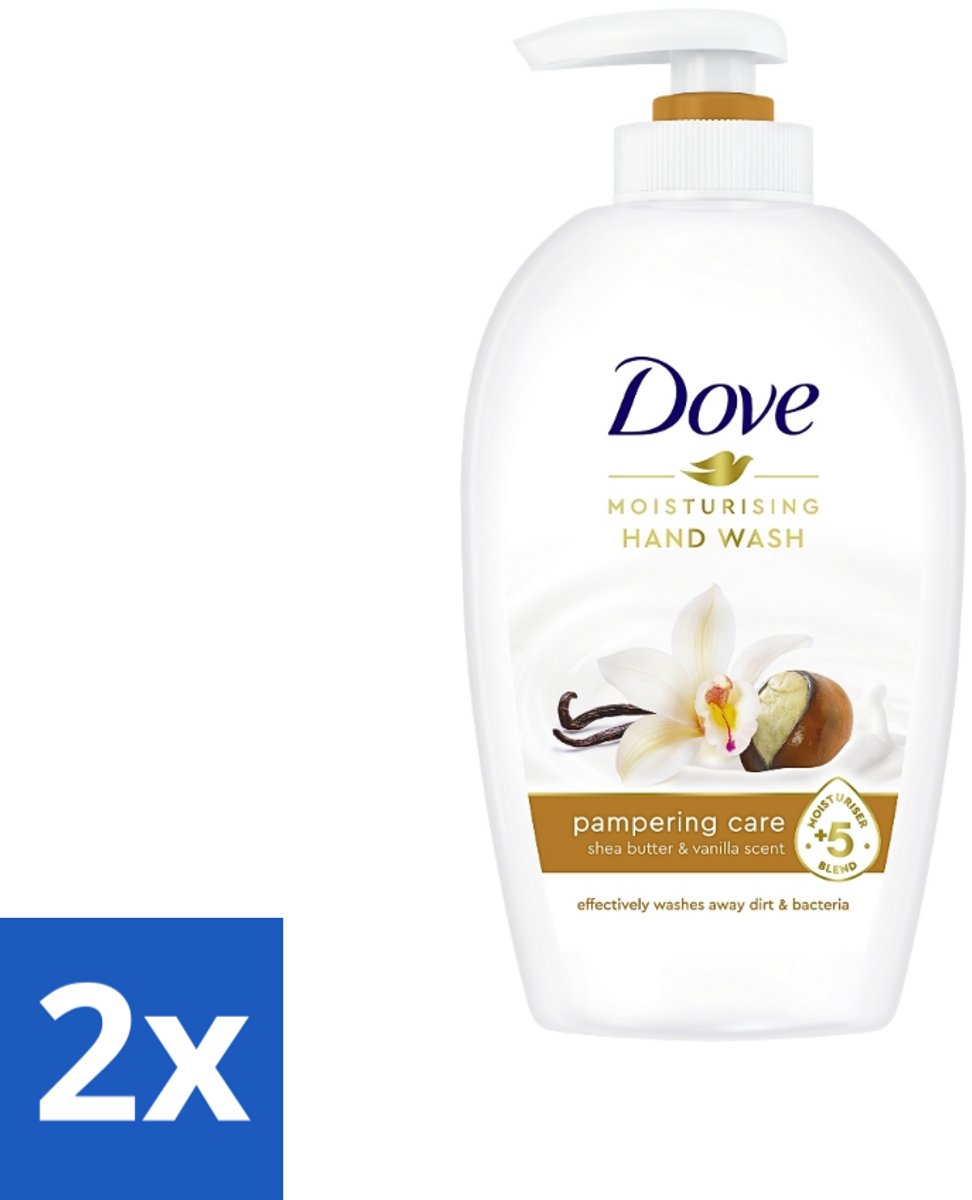 2 x Dove - Handzeep - Pampering Care - Verzachtend - 250 ml - Handzeep - Shea Butter - Hydraterende Handzeep - Zachte Handen - Kalmerende Geur