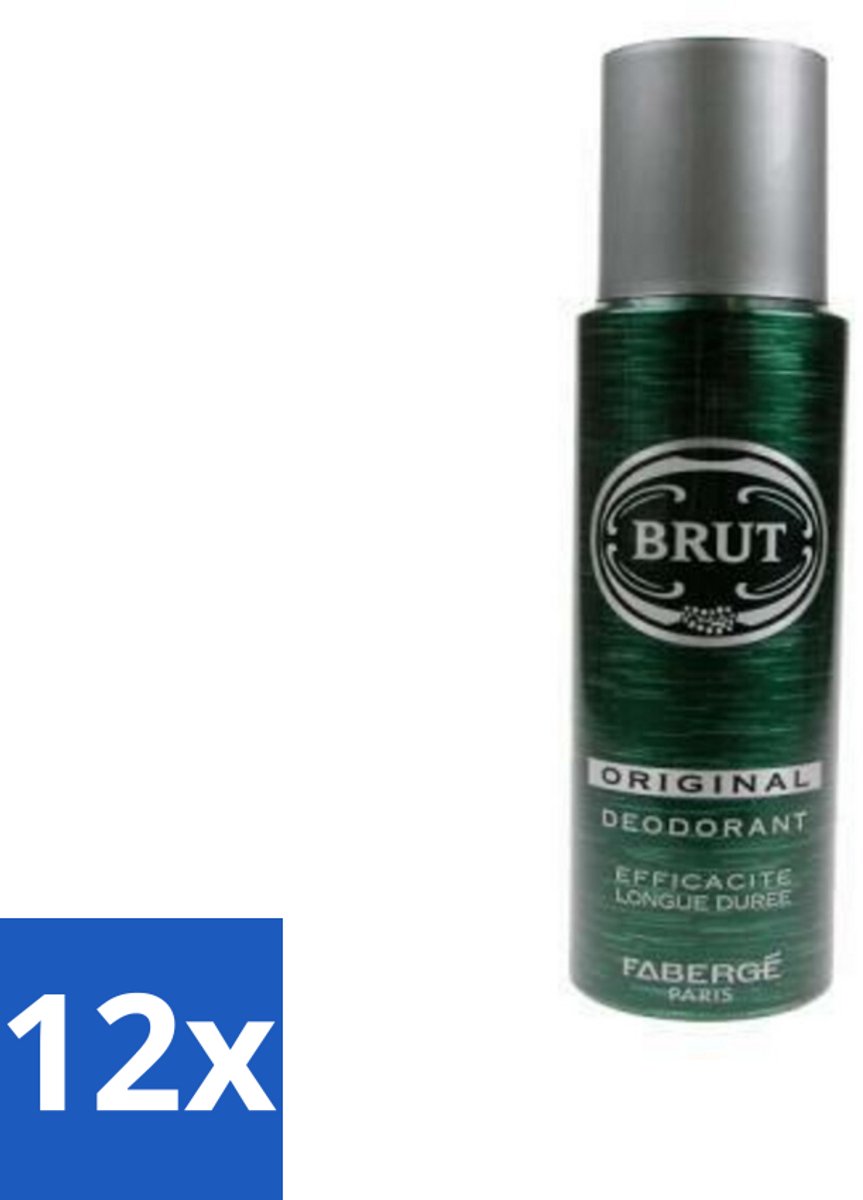 12 x Brut Deospray Original Brut 200 ml - Deodorant Spray - Brut Original - Langdurige Frisheid - Zweetbevochtiging - Geurdekkend