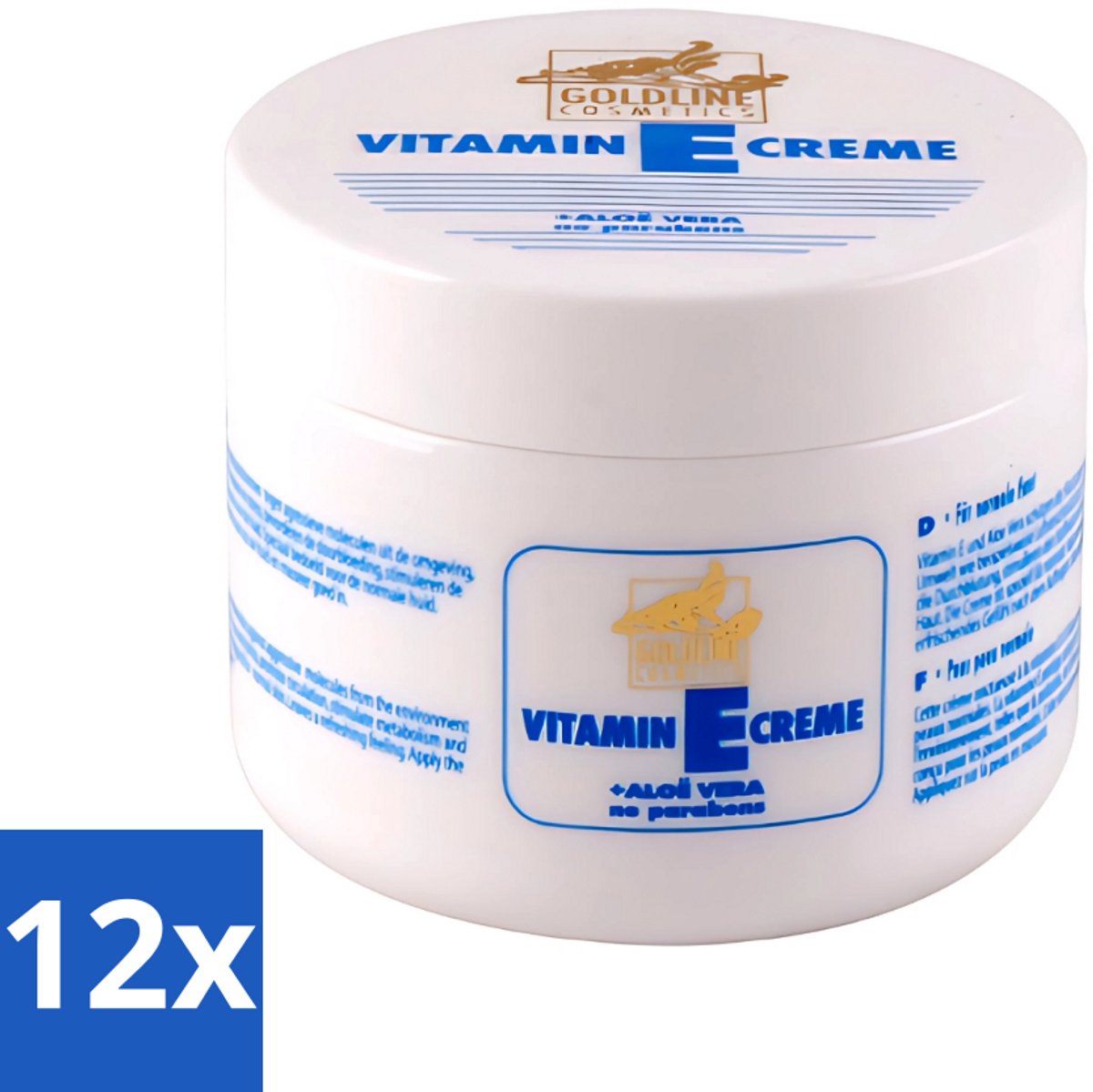 12 x Goldline - Bodycrème - Vitamine-E & Aloë Vera - Normale Huid - Hydraterend - 250 ml - Bodycrème - Vitamine E - Aloë Vera - Hydraterend - Huidverzorging