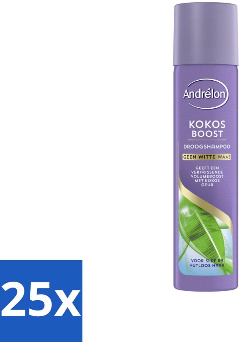 25 x Andrélon Droogshampoo Kokos Boost 245 ml - Droogshampoo - Kokos Boost - Volume Haar - Fris Haar - Vet Absorberend