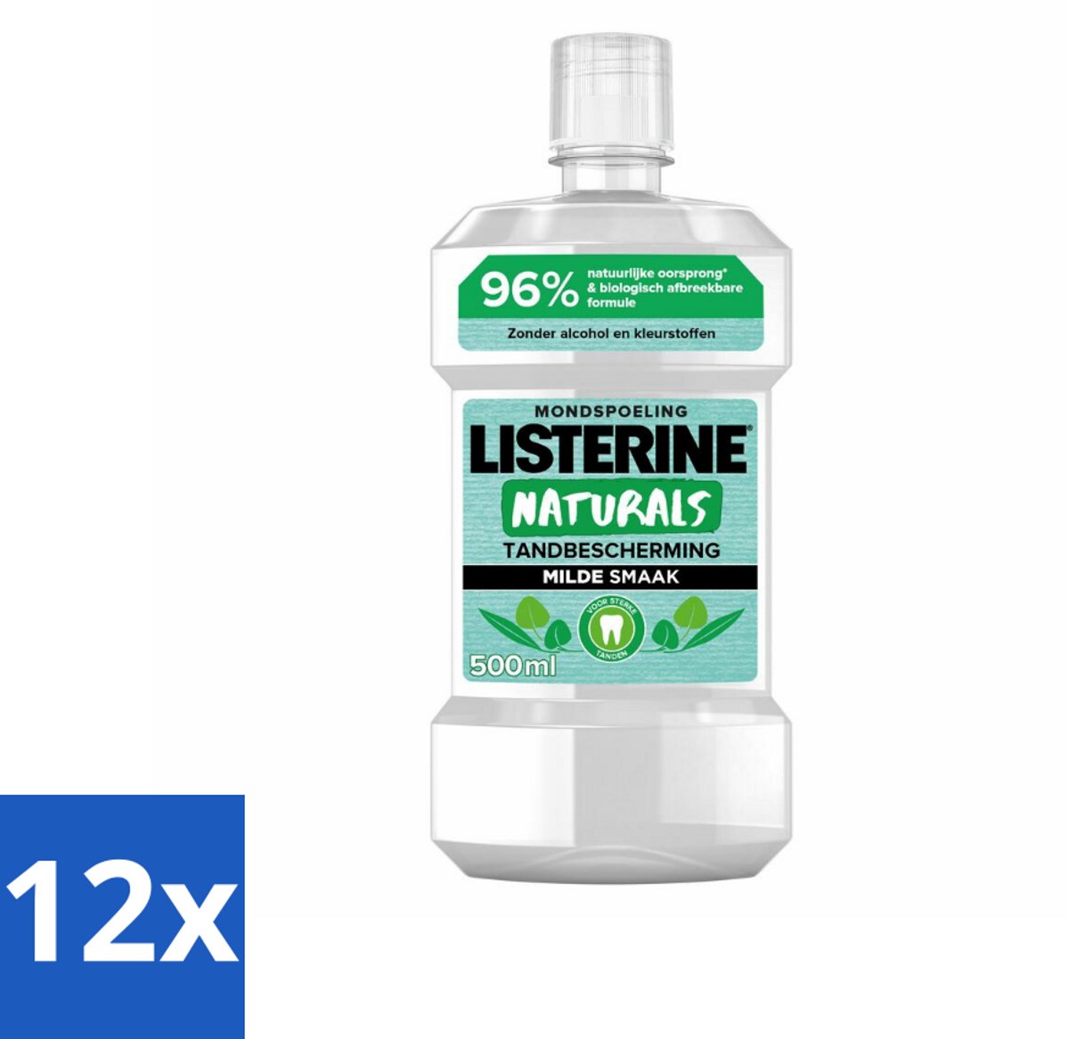 12 x Listerine Naturals Mondwater Tandbescherming 500 ml - Mondspoeling - Mondwater - Tandbescherming - Natuurlijk Mondwater - Tandgezondheid