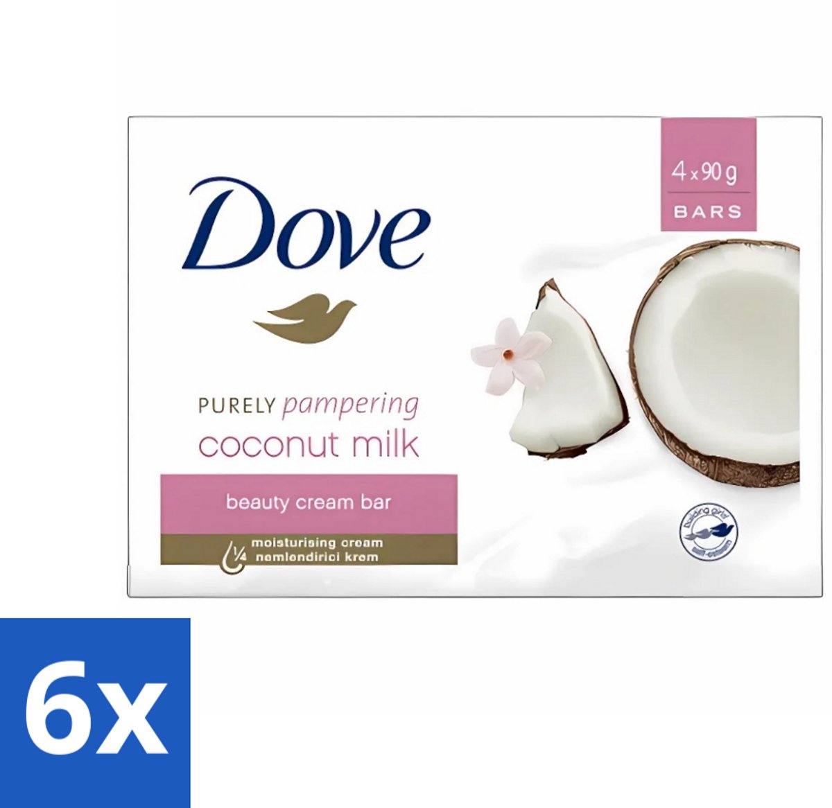 6 x Dove - Zeep - Purely Pampering - Kokos - Zacht en verzorgend - 4 x 100 g - Dove Zeep - Kokos En Jasmijn - Zeep Wastablet - Zeep Voor Huid - Zeep Voor Handen