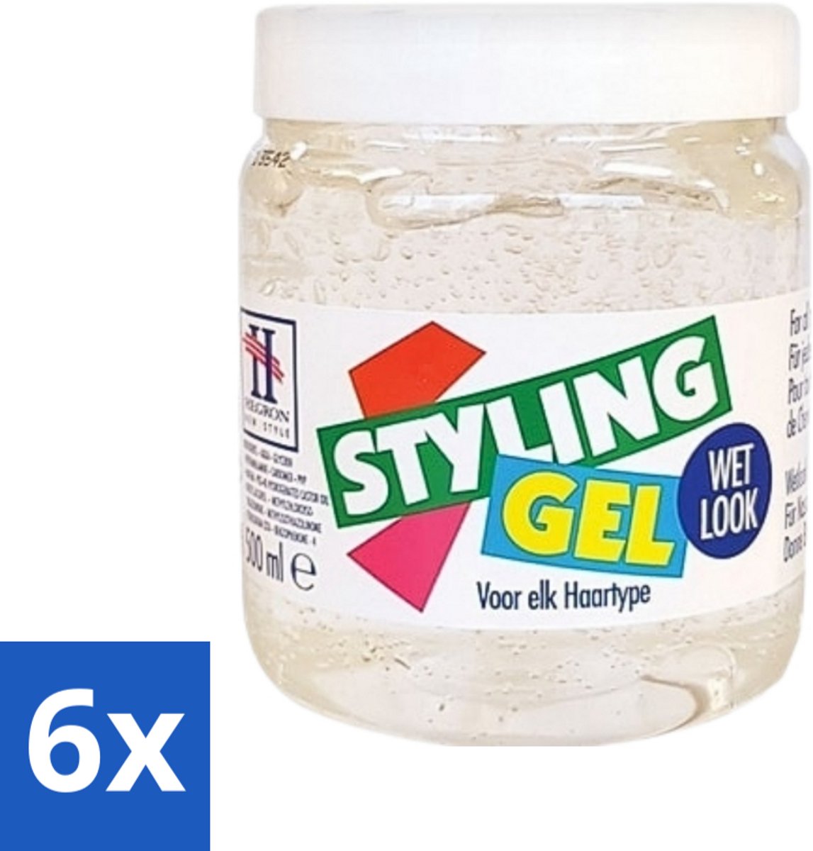 6 x Hegron - Styling Gel - Wetlook Wit - Glanzende Afwerking - 150 ml - Styling Gel - Wetlook Gel - Haar Styling - Haar Glans - Haartype