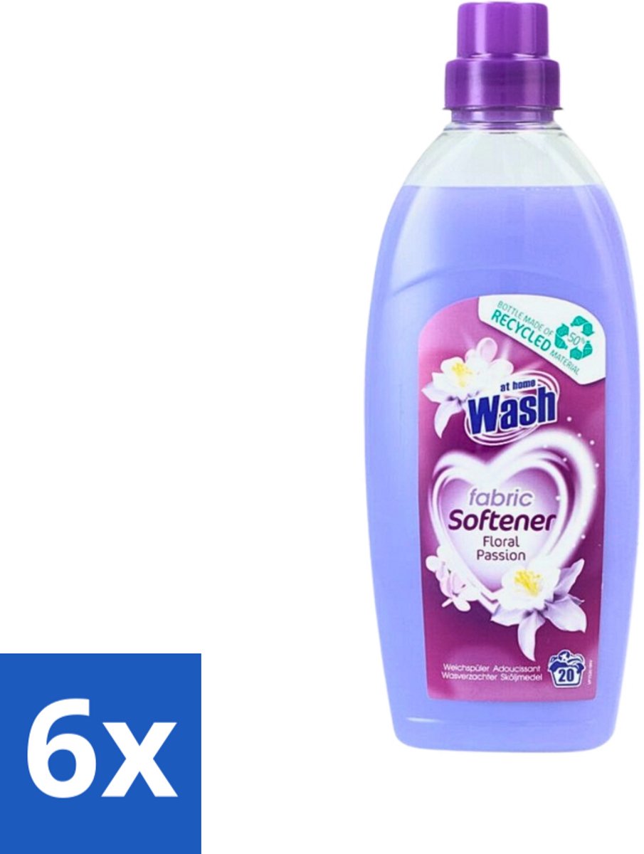 6 x At Home - Wash - Wasverzachter - Floral Passion - 20 Wasbeurten - Wasverzachter - Wasverzachter Geur - Wasverzachter Voor Kleding - Wasverzachter Voor Alle Stoffen - Wasverzachter Voor Katoen