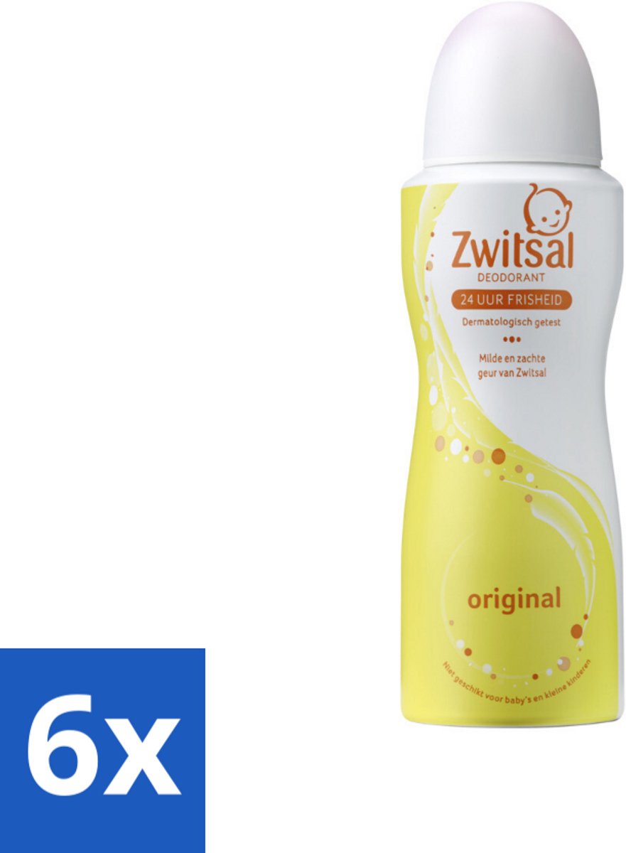 6 x Zwitsal Deodorant Original 100 ml - Zwitsal Deodorant Spray - Fris Geurend - Huidvriendelijk - Deodorant Spray - Tieners Deodorant