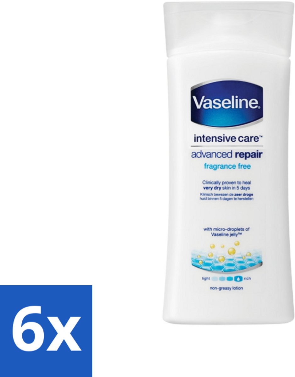 6 x Vaseline - Advanced Repair - Bodylotion - Herstel & Hydratatie - 200 ml - Herstel - Hydratatie - Droge Huid - Gevoelige Huid - Vaseline