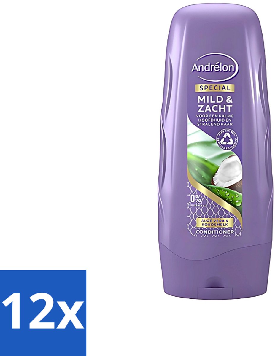 12 x Andrélon - Mild & Zacht - Conditioner - Voor Gevoelige Hoofdhuid - 300 ml - Gevoelige Hoofdhuid - Droge Hoofdhuid - Mild Haarverzorging - Zachte Haar - Glanzend Haar