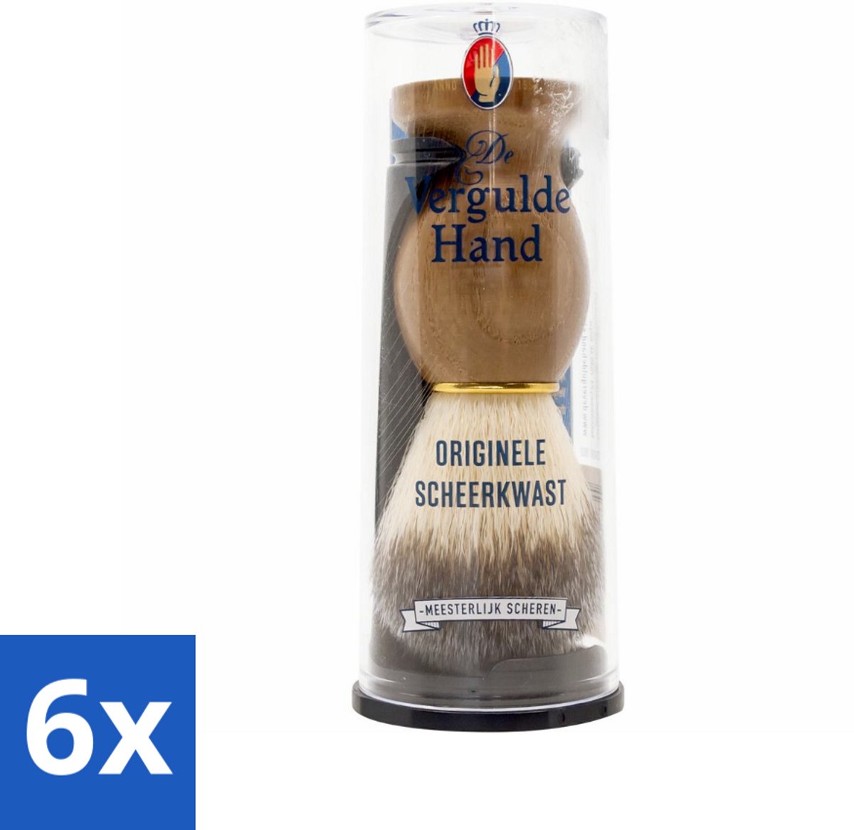 6 x Vergulde Hand Originele Scheerkwast - Scheerkwast - Scheerbeleving - Scheerzeep - Baardharen - Huidmassaging