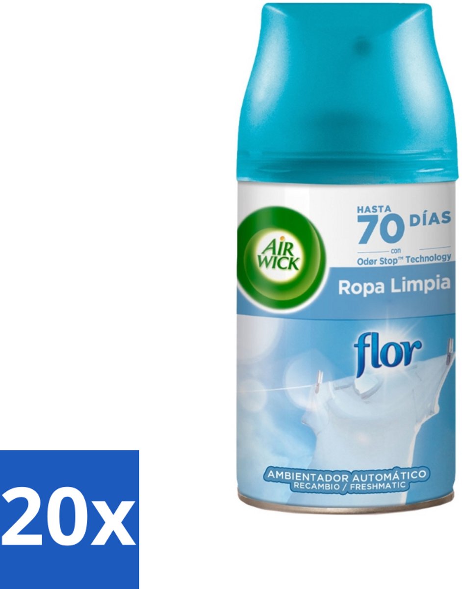 20 x Air Wick - Luchtverfrisser Navulling - Bloem & Fris - Automatische Spray - 250 ml - Luchtverfrisser - Bloemige Geur - Automatische Geurverspreiding - Geurneutralisatie - 24/7 Geurstop