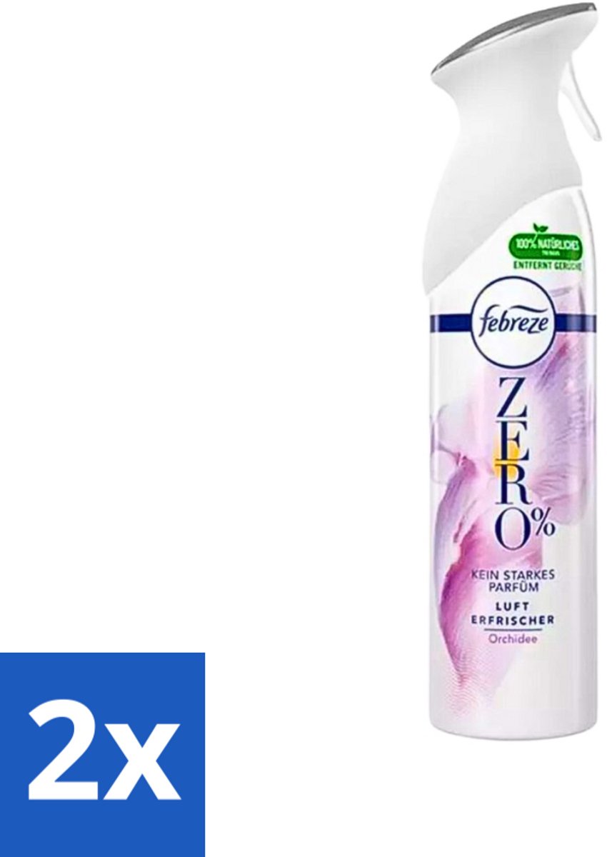 2 x Febreze Spray - Zero % - Orchidee - Luchtverfrisser - 300ml - Luchtverfrisser - Orchidee Geur - Geurverwijderaar - Febreze - Natuurlijke Geur