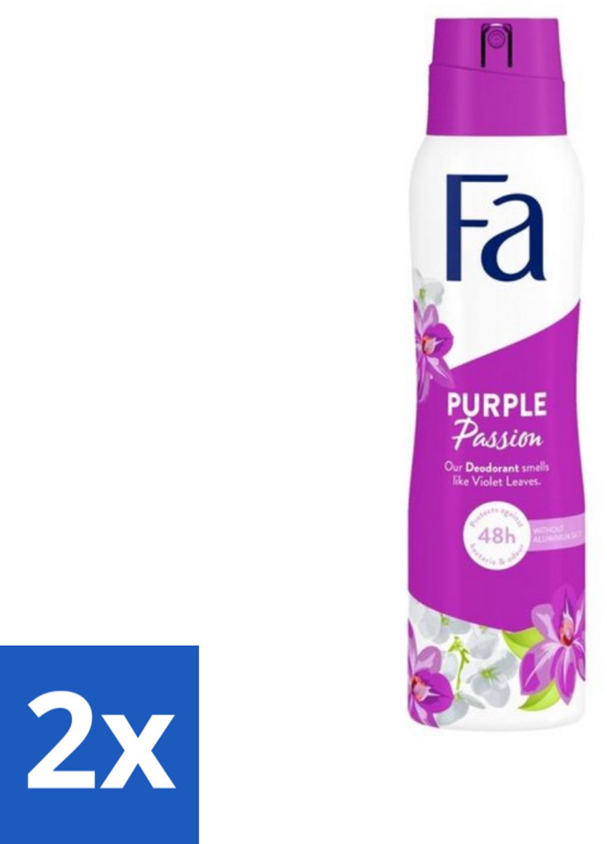 2 x Fa Deodorant Spray Violet Leaves Passion 150 ml - Deodorant - Anti-transpirant - Langdurige Bescherming - Violette Geur - Fa Purple Passion