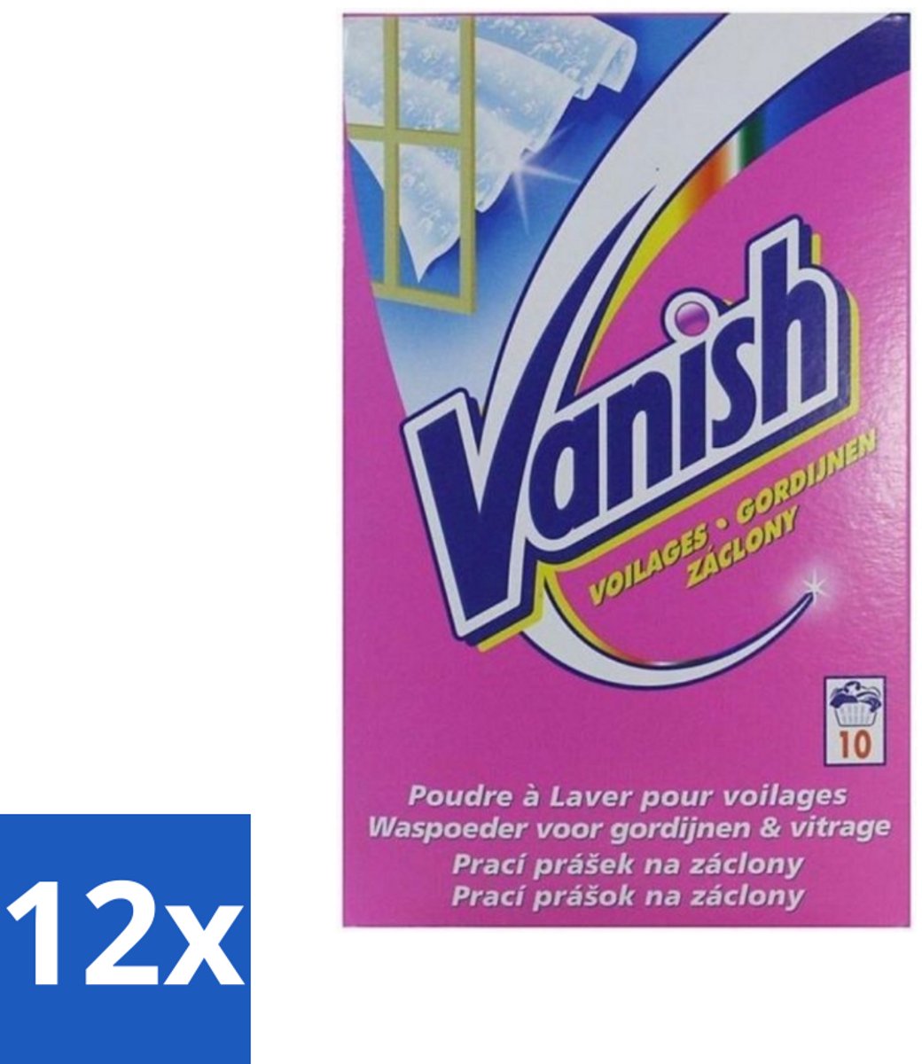 Vanish Gordijnen - Waspoeder - Voor Gordijnen & Vitrage - 10 Wasbeurten - Voordeelverpakking - 12 stuks