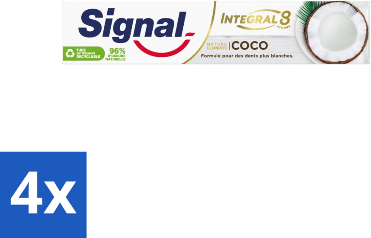 Signal - Integral & Actions - Tandpasta - Natuurlijke Elementen - Kokos - Voor Witte Tanden - 75 ml - Voordeelverpakking - 4 stuks