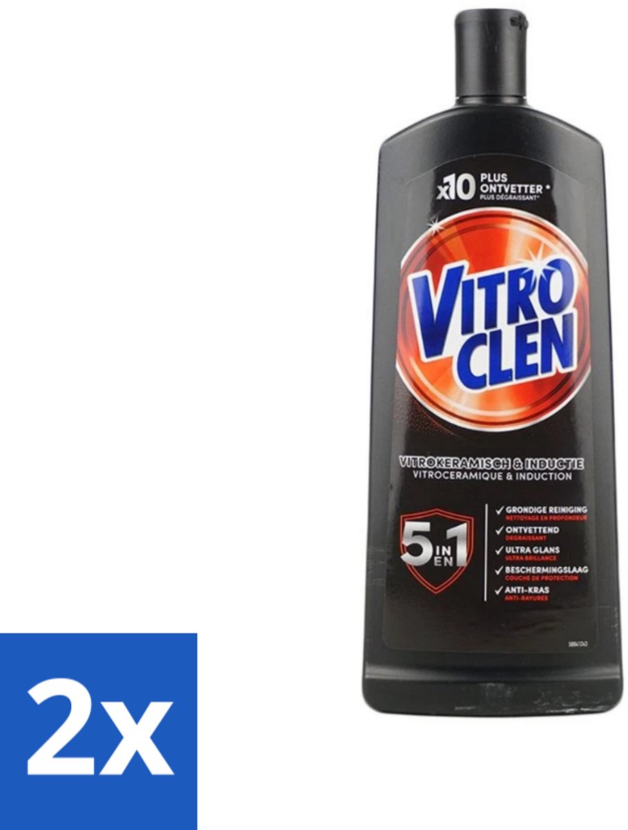 Vitroclen - Kookplaatreiniger - Keramisch & Inductie - 5 in 1 - 500 ml - Voordeelverpakking - 2 stuks