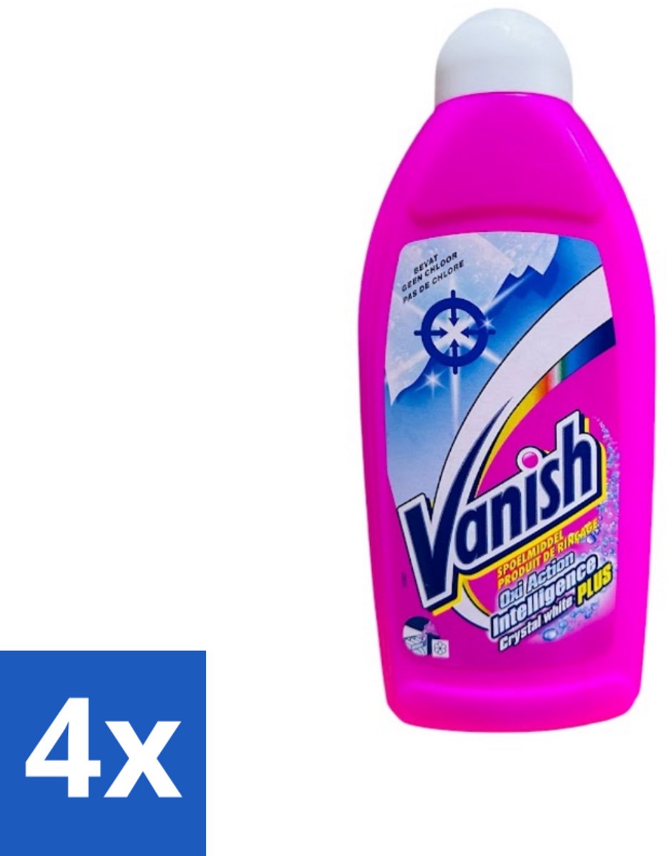 4 x Vanish Gordijnen - Kristalwit - Wasmiddel - Zonder Chloor - Witte Was - 500 ml - Wasmiddel Gordijnen - Wit Wasmiddel - Chloorvrij Wasmiddel - Gordijnen Schoonmaken - Gordijnen Bleken