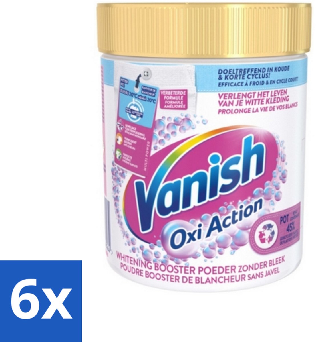 6 x Vanish Oxi Action - Vlekkenverwijderaar - Wasbooster - Zonder Bleek - Witte Was - 530 Gram - Vlekkenverwijderaar - Wasbooster - Witte Was - Vlekken Verwijderen - Wasverzachter