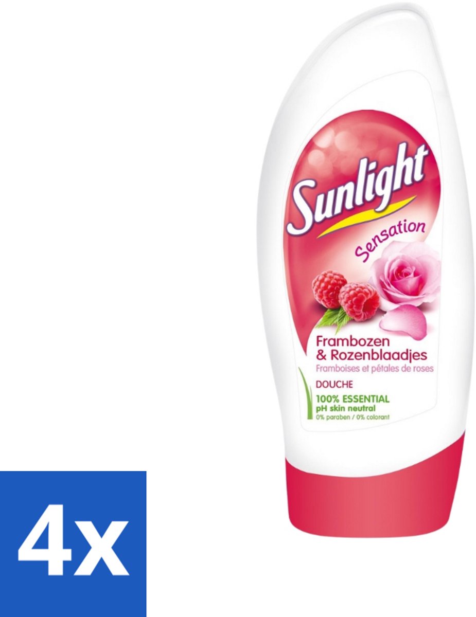 4 x Sunlight - Douchegel - PH Neutraal - Rozen En Frambozen - 250 ml - Douchegel - Rozengeur - Frambozengeur - PH Neutraal - Hydraterend