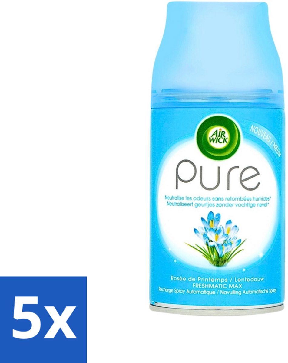 Air Wick Freshmatic Automatische Spray Navulling Pure Lentedauw 250 ml - Bulkverpakking - 5 stuks