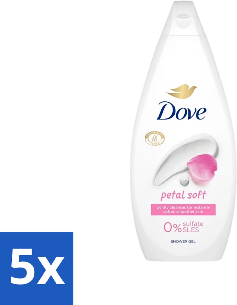 Dove Petal Soft - Douchegel - Sulfaatvrij - 250 ml - Bulkverpakking - 5 stuks