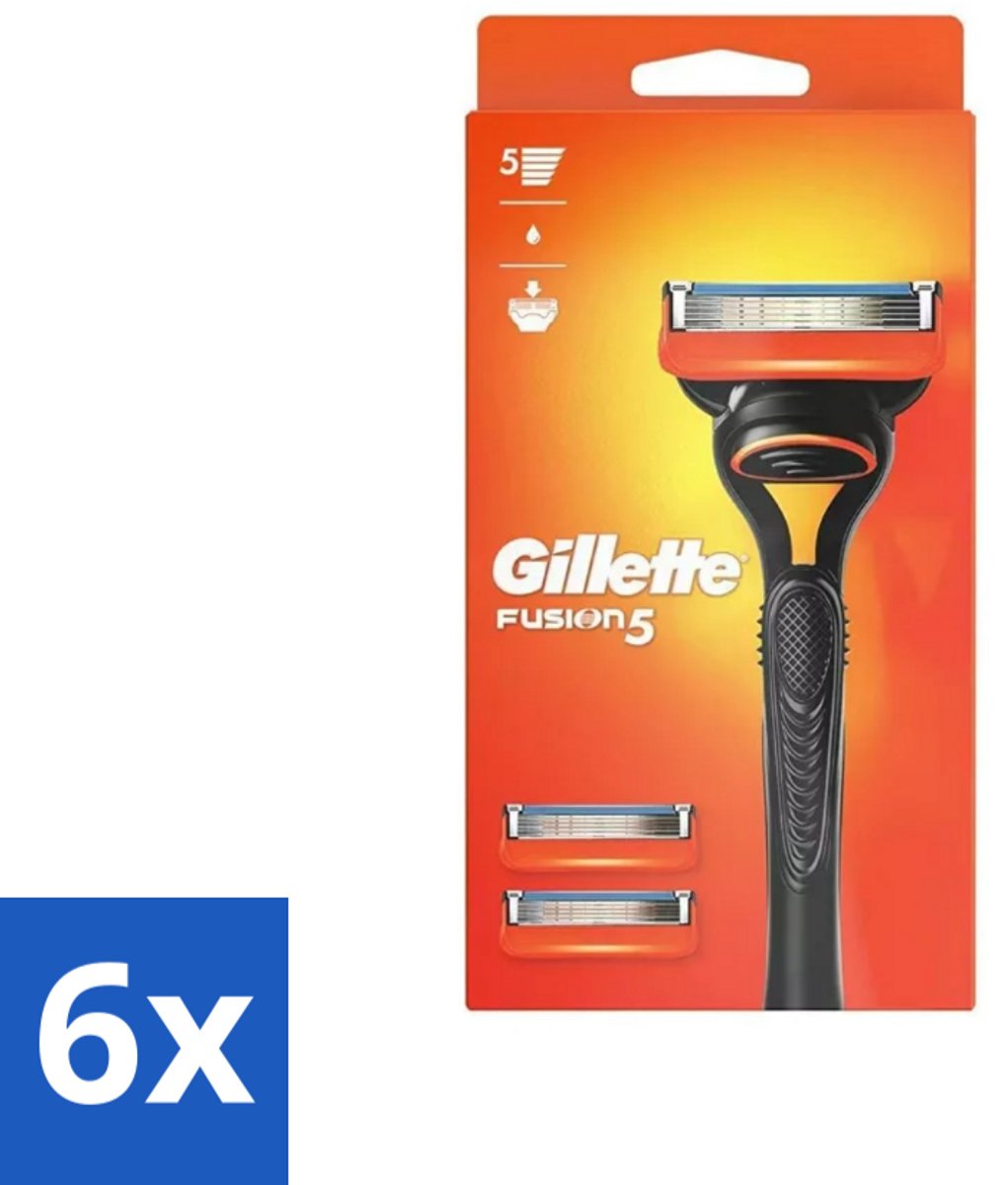 6 x Gillette - Fusion 5 - Scheermesje - Ergonomisch ontwerp - 2 Extra Navulmesjes - Scheerapparaat - Gillette Fusion5 - Scheermesjes - Gladgeschoren - Scheerbeurt