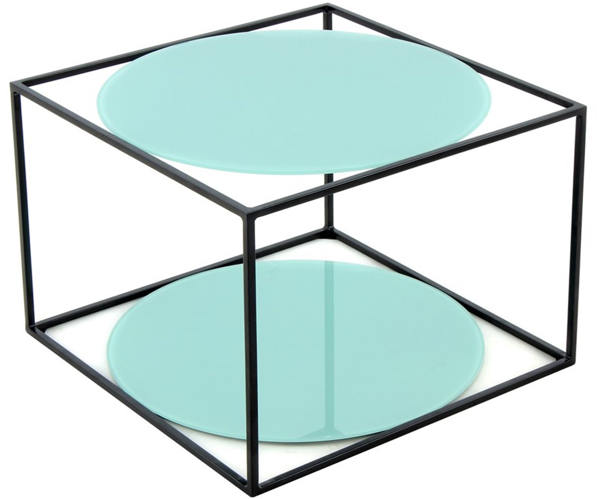 Padiro vierkante bijzettafel 50 x 36 x 50 cm - groen / zwart - Modern Art-Déco Glamour Look - glazen tafelblad - ijzeren onderstel