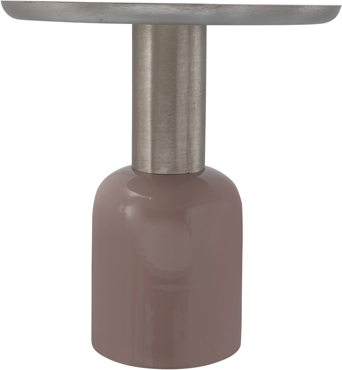 Padiro ronde bijzettafel Ø 49,5 x 52 cm - oudroze en zilver - Modern Art-Déco Glamour Look - ijzer - handgemaakt