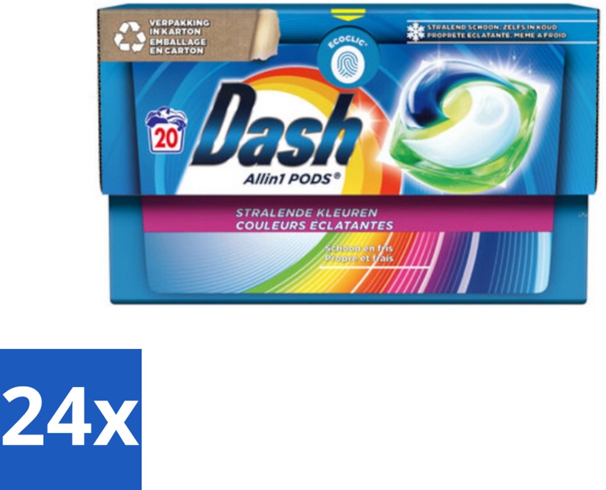 Dash - Stralende Kleuren - Wasmiddel Capsules - All-in-1 Pods - Gekleurde Was - 20 Wasbeurten - Voordeelverpakking - 24 stuks