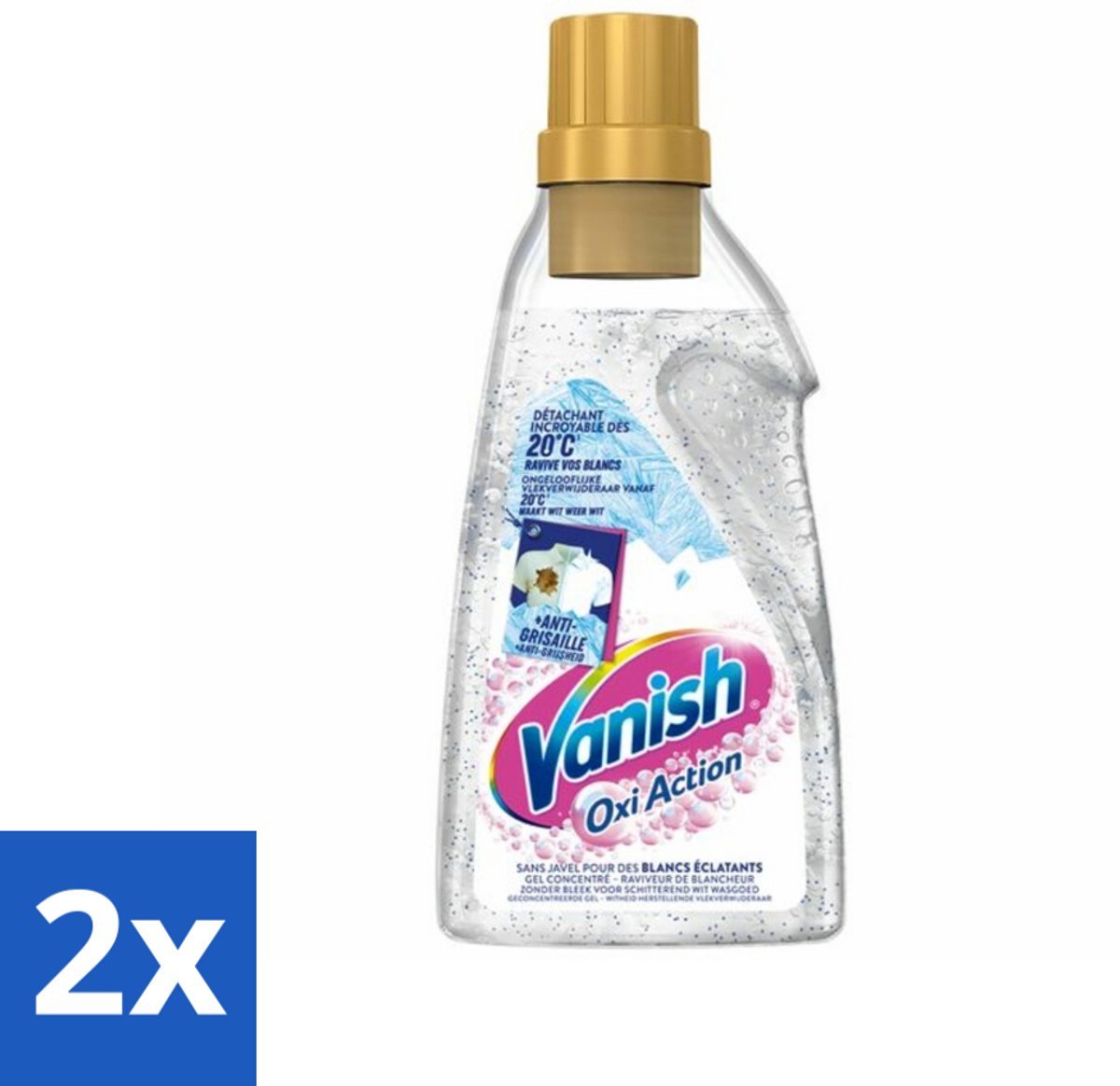 2 x Vanish Oxi Action - Vlekkenverwijderaar Gel - Zonder Bleek - Witte Was - 15 Wasbeurten - Vlekkenverwijderaar - Wasverbeteraar - Witte Was - Wasgel - Vlekken Verwijderen