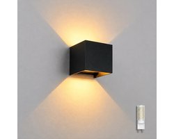 Luminize Wandlamp binnen en buiten - Kubus wandlamp - Buitenlamp - Up en down light - Dimbaar - G9 fitting met LED - 2700K - IP54 - 390 Lumen - Zwart