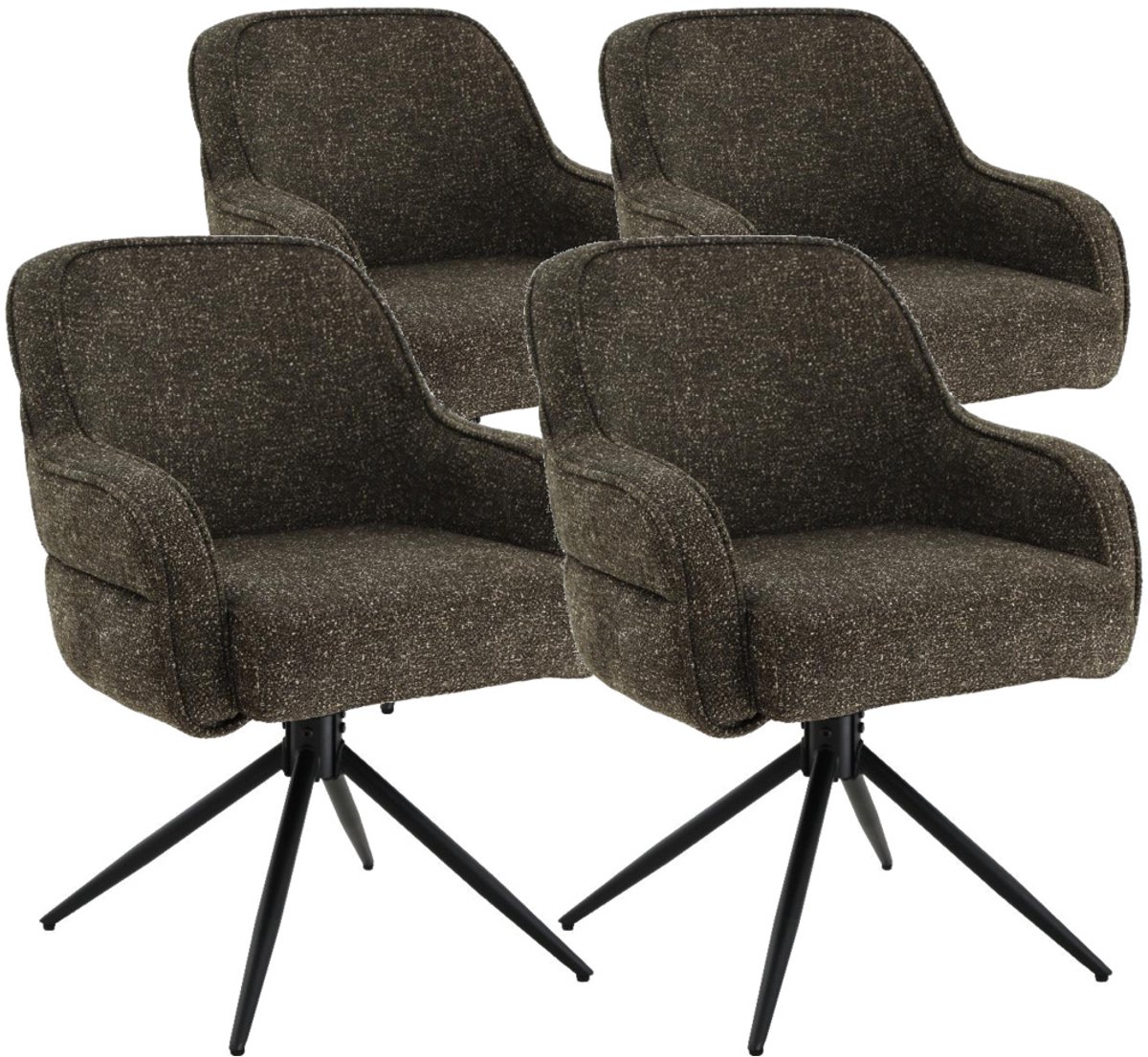 DS4U® - Loisa armstoel met terugdraaifunctie - Set van 4 - Groen - Stof
