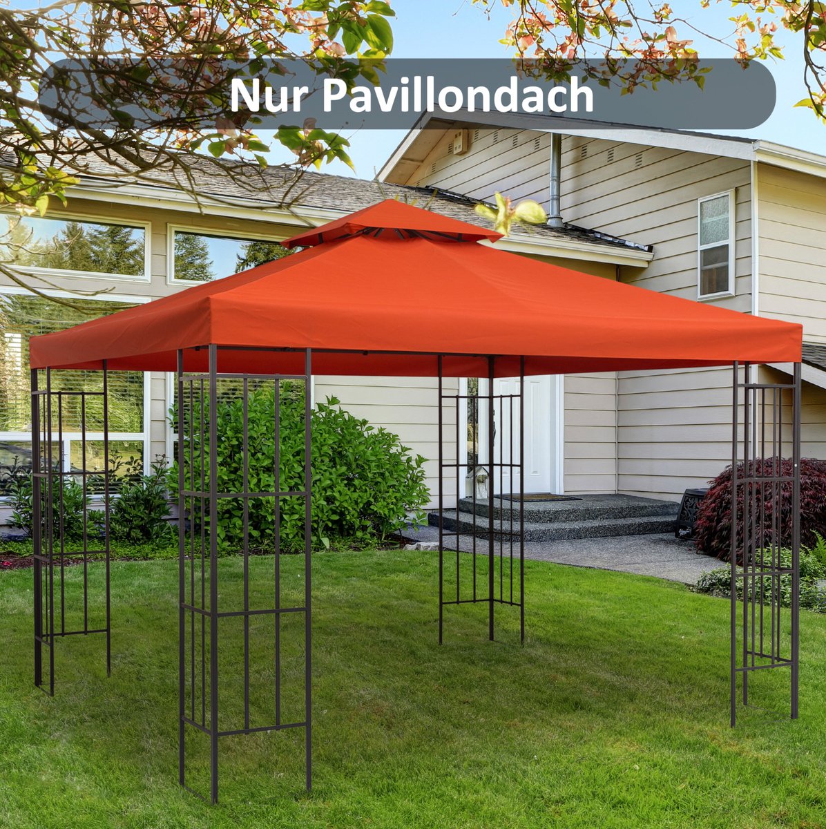 REDOM - Pavillondak - Dubbel dak - Met 8 ogen en 8 klittenbanden - UV-bestendig en waterafstotend - Tuinpaviljoen 3 x 3 m - Polyester - Rood - 300 x 300 cm