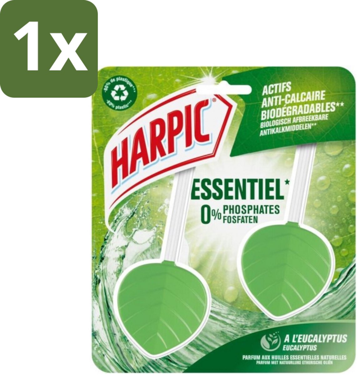 Harpic - Toiletblok - Eucalyptus - Met Natuurlijke Essentiële Oliën - 2 Blokjes - 1 stuk