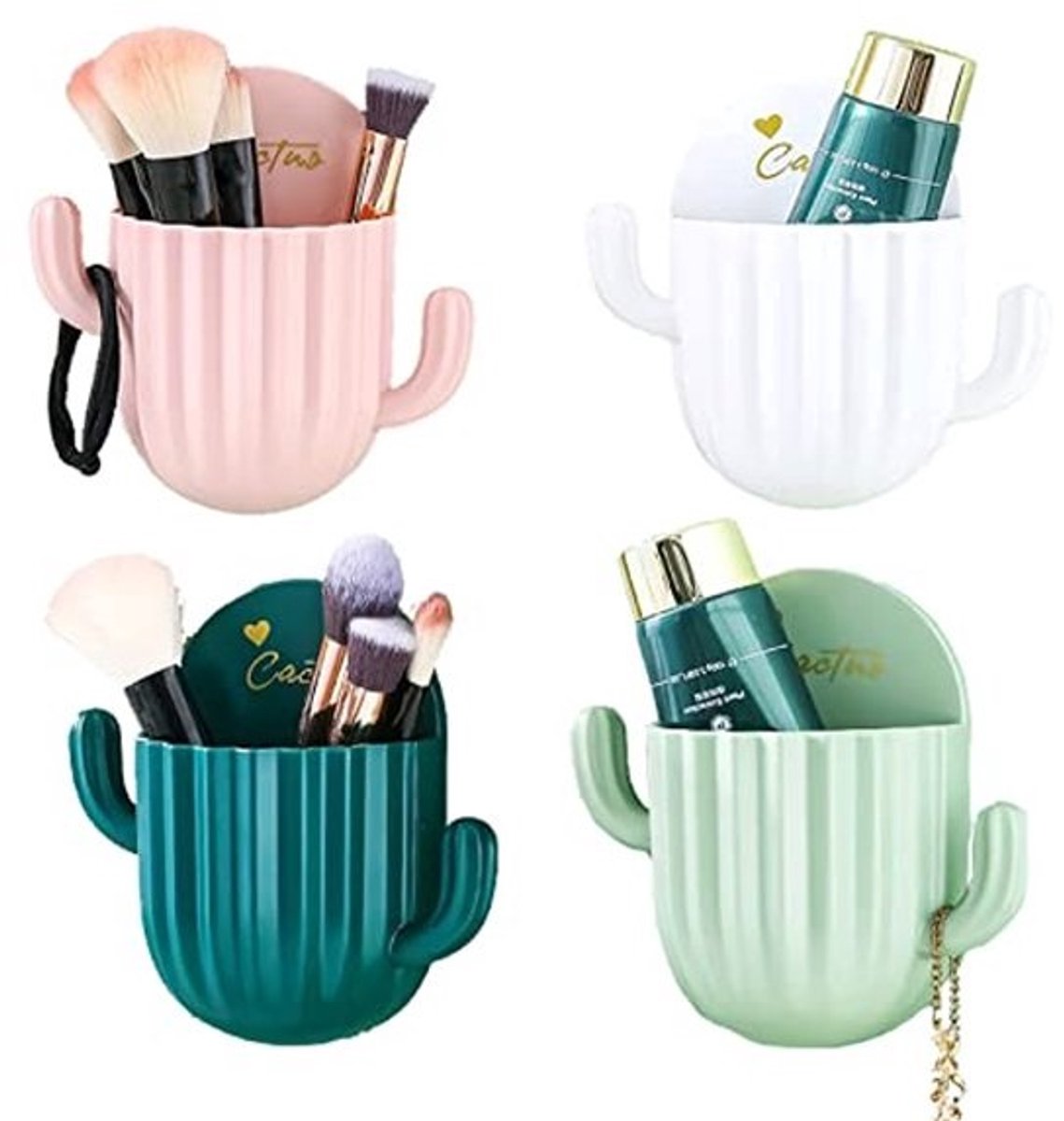 Make-up Borstel Organizer - Muurbevestigde Zelfklevende Opslag voor Cosmetica