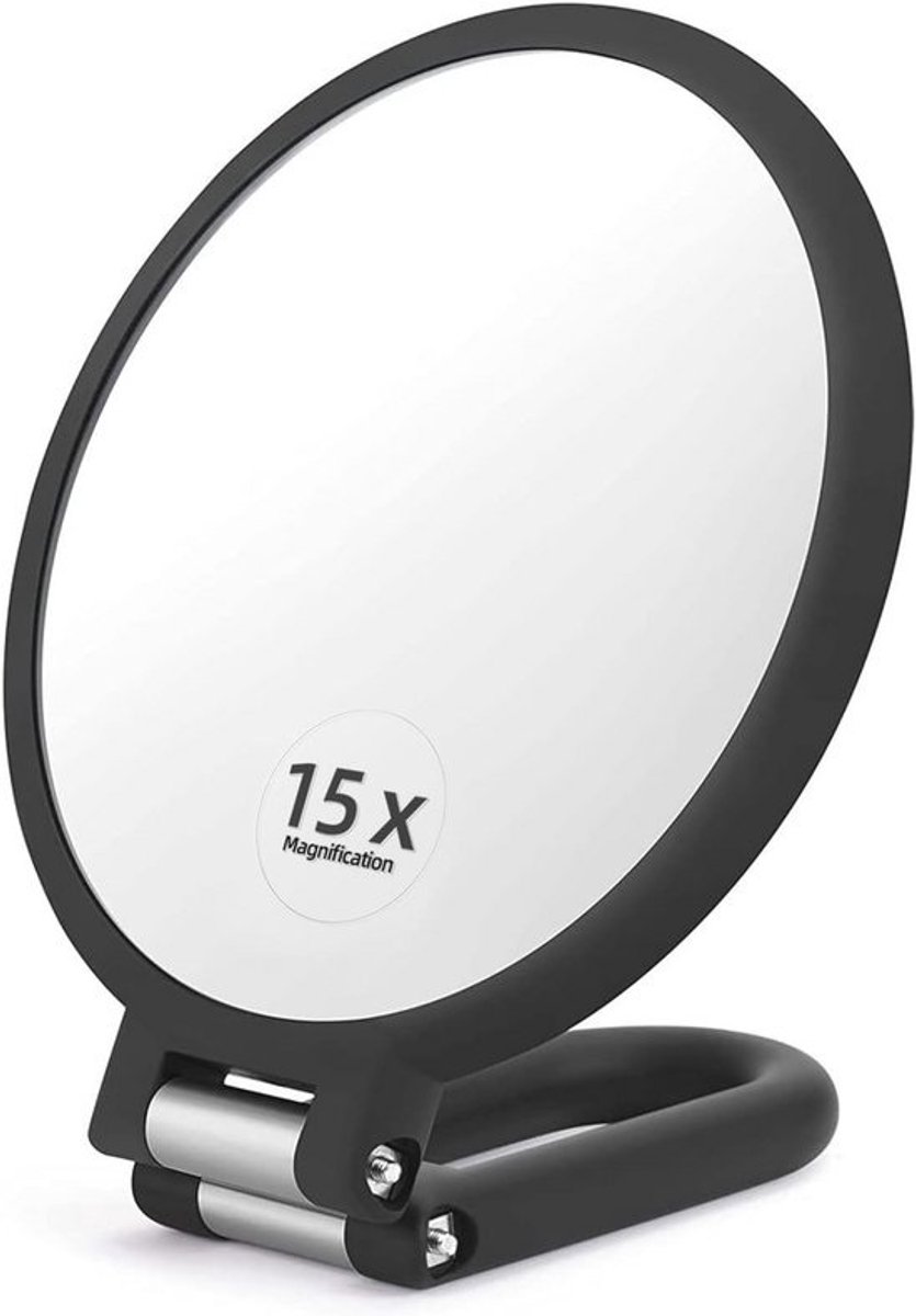 Compact Draagbare Dubbelzijdige Make-up Spiegel met 360° Draai- en Vouwhandvat voor Ideale Verzorging