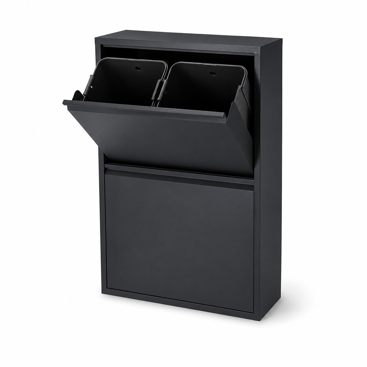 Prullenbak - 4 vakken (elk 18 liter) - zwart