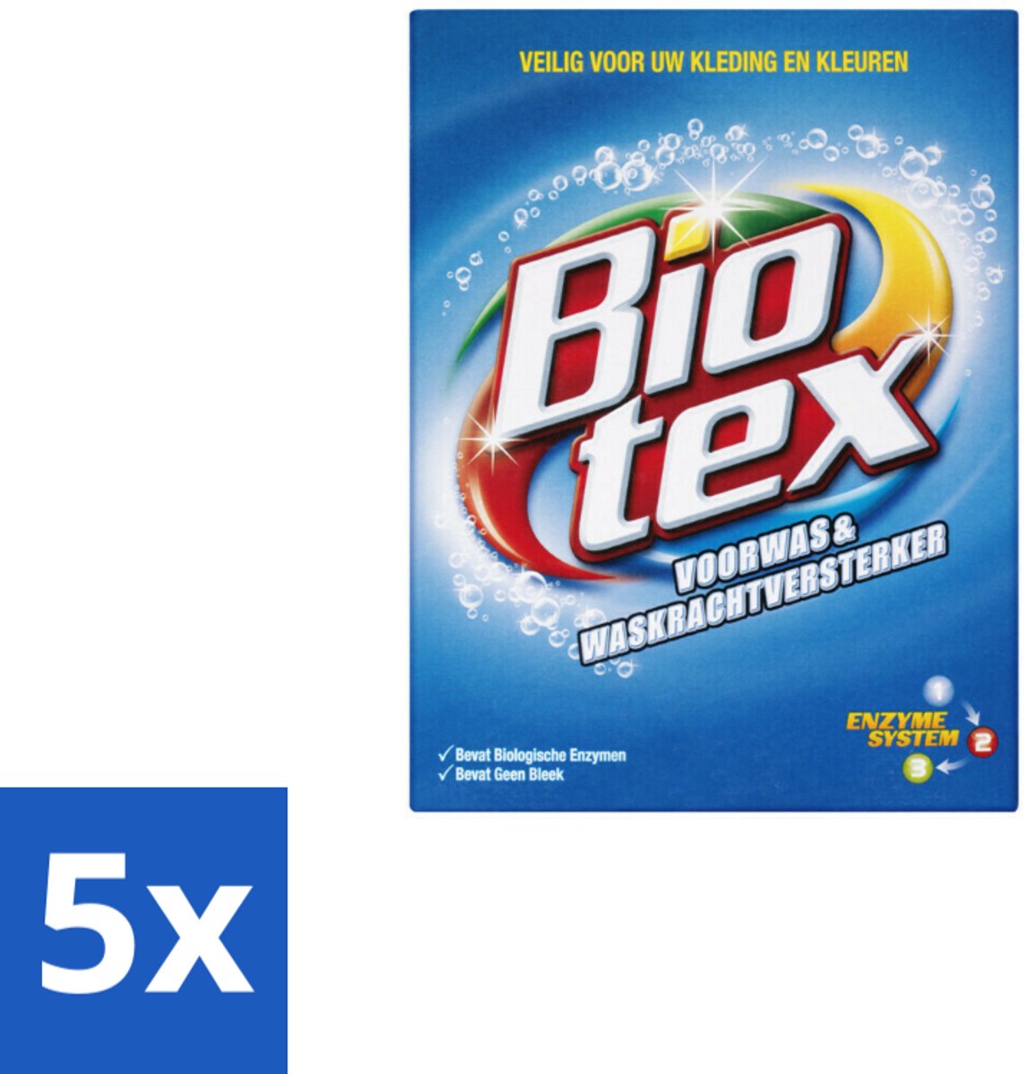 Biotex – Waspoeder - Voorwas & Vlekverwijderaar – Actieve biologische enzymen – 720 g - Bulkverpakking - 5 stuks