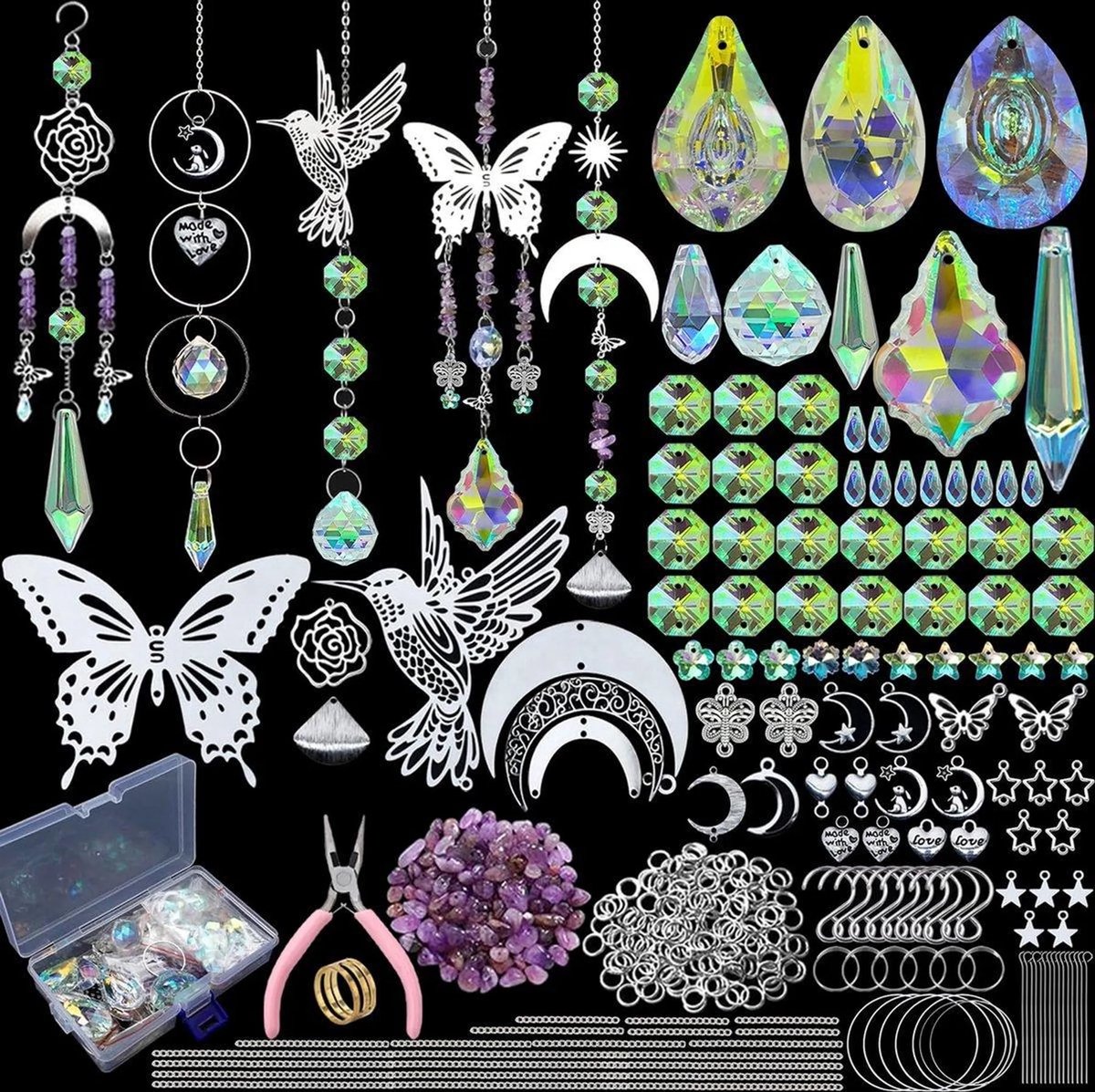 400-delige zonnevanger kristal knutselset - DIY Zonvanger Raamdecoratie - Kristallen Windgong - Raamdecoratie Hangend voor Huis, Kantoor, Tuin - raamkristal - Huisdecoratie - Dreamcatcher - Geschenk - Suncatcher - Edelstenen
