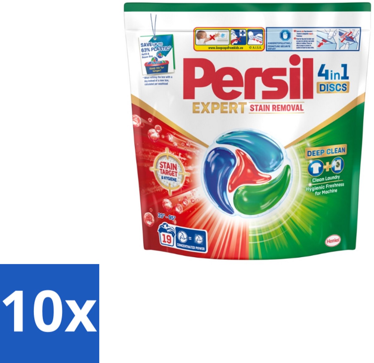 Persil - Wasmiddelcapsules - Discs Stain Removal - 19 Capsules - Bulkverpakking - 10 stuks