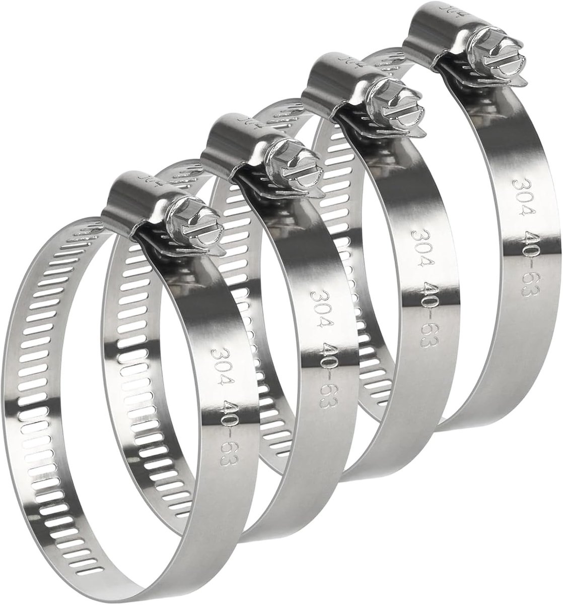 Roestvrijstalen Slangklemmen Set van 4, 91-114 mm, Voor Brandstofslangen, Waterleidingen en Gasketubes